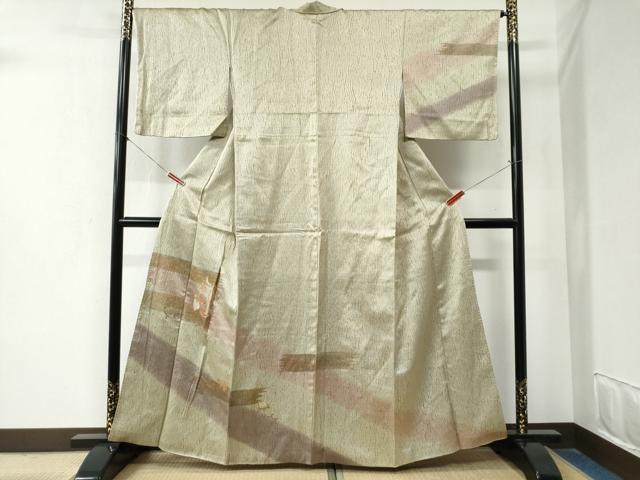 平和屋着物●訪問着　総刺繍　杢目絞り　霞鳳凰更紗花唐草文　暈し染め　金彩　正絹　逸品　CABB4033yc