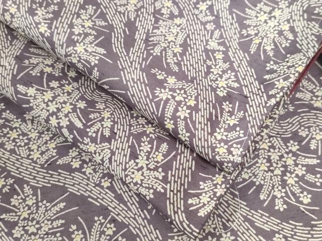 平和屋着物●上質な小紋　紬地　草花文　正絹　逸品　未使用　CABB4035yc