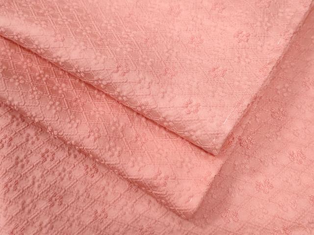 平和屋着物●上質な色無地　菱花地紋　薄紅色　正絹　逸品　未使用　CABB4075yc