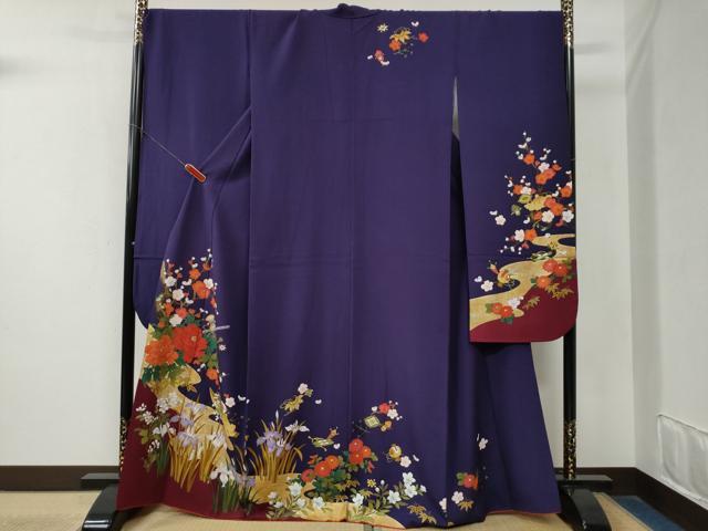 平和屋着物●豪華振袖　横笛吉祥牡丹花文　ラメ糸　金彩　正絹　逸品　CABB4092yc