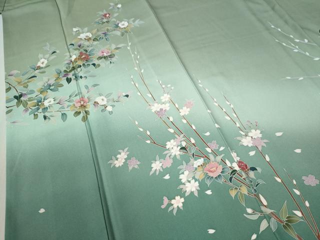 平和屋着物○訪問着 枝花文 暈し染め 金彩 正絹 逸品 CABB4113yc