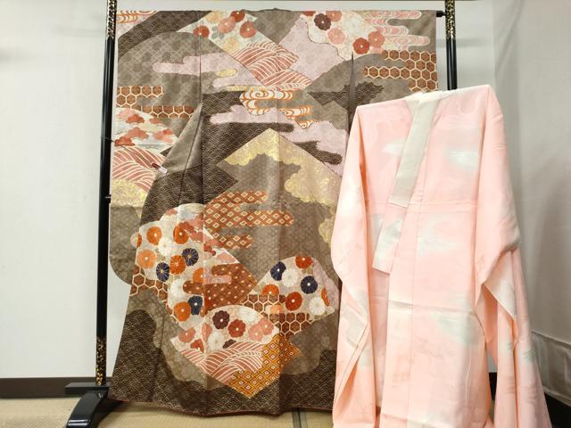 平和屋着物○豪華振袖・長襦袢セット 駒刺繍 吉祥花唐草文 金彩 正絹 