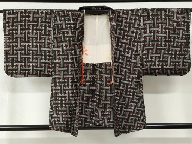 平和屋着物●本場大島紬　龍郷絣　秋名バラ　アンサンブル　正絹　逸品　CABB4384yc_4