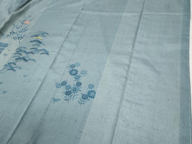 平和屋着物●人間国宝　五代　田畑喜八　訪問着　紬地　刺繍　竜田川文箱花文　正絹　逸品　CABB4442yc_4