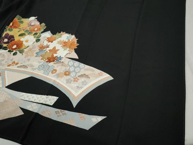 平和屋着物●創業460年・千總　黒留袖　駒刺繍　鬘帯吉祥草花丸文　金彩　大丸扱い　正絹　逸品　CABB4506yc_4