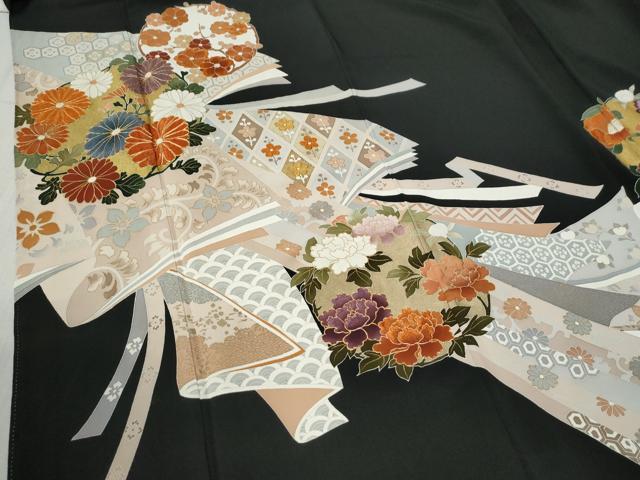 平和屋着物●創業460年・千總　黒留袖　駒刺繍　鬘帯吉祥草花丸文　金彩　大丸扱い　正絹　逸品　CABB4506yc_3