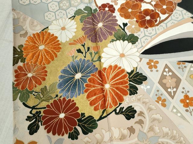 平和屋着物●創業460年・千總　黒留袖　駒刺繍　鬘帯吉祥草花丸文　金彩　大丸扱い　正絹　逸品　CABB4506yc_2