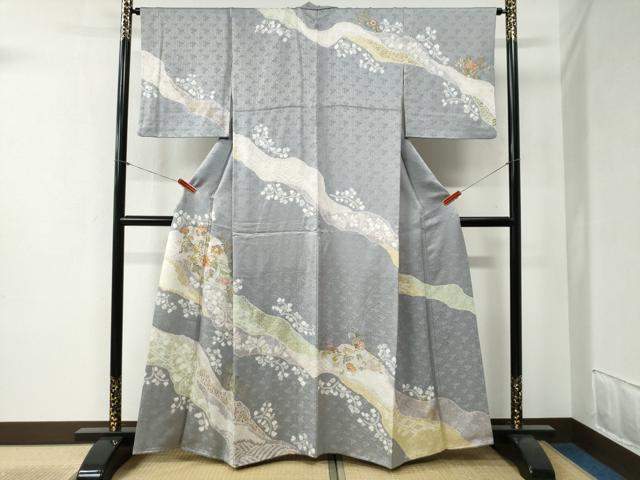 平和屋着物●創業460年・千總　訪問着　刺繍　更紗花唐草文　金彩　高島屋扱い　正絹　逸品　CABB4511yc