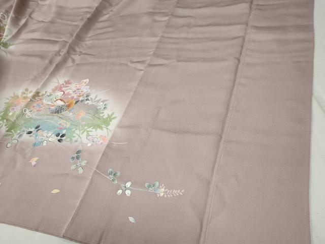 平和屋着物●訪問着　鴛鴦草花文　暈し染め　金彩　正絹　逸品　CABB4523yc_4