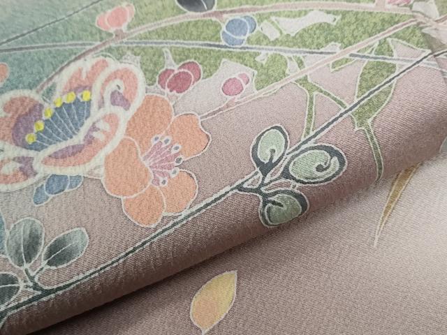 平和屋着物●訪問着　鴛鴦草花文　暈し染め　金彩　正絹　逸品　CABB4523yc_6