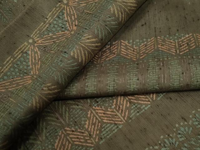 平和屋着物○上質な小紋 紬地 横段樹林吉祥文 正絹 逸品 CABB4611yc 