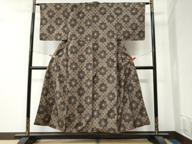 平和屋着物●本場村山大島紬　菱花文　正絹　逸品　未使用　CABB4631yc_1