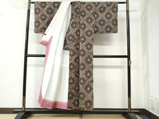 平和屋着物●本場村山大島紬　菱花文　正絹　逸品　未使用　CABB4631yc_2
