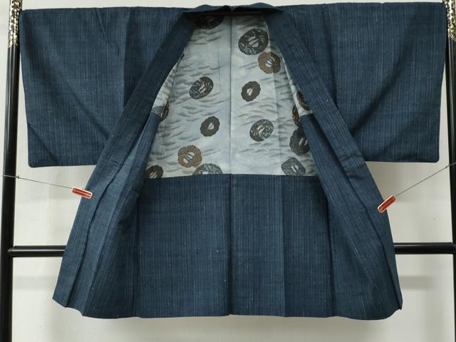 平和屋着物○男性 紬 アンサンブル 縞 正絹 逸品 CABB4667yc 【公式