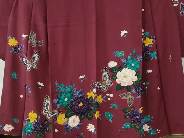 平和屋着物○森英恵・HANAE MORI 振袖 舞蝶牡丹花文 金彩 正絹 逸品