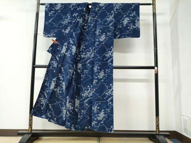 平和屋着物●久留米絣　単衣　枝花文　綿　逸品　CABB4688yc_2