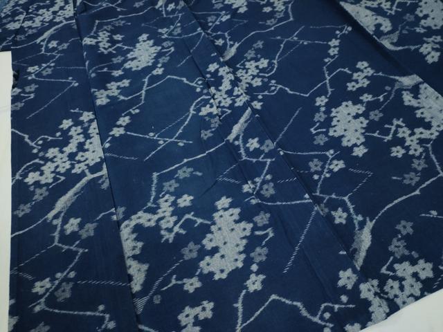 平和屋着物●久留米絣　単衣　枝花文　綿　逸品　CABB4688yc_3