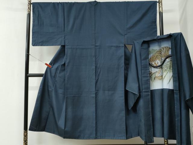 平和屋着物●男性　本場大島紬　アンサンブル　100亀甲　総詰め　羽裏：虎　正絹　逸品　未使用　CABB4710yc