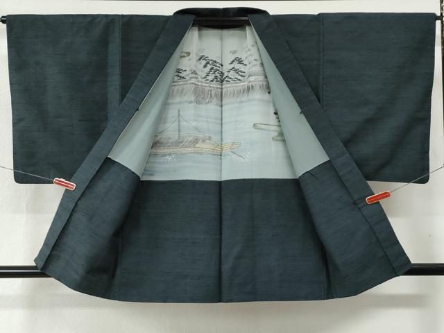 平和屋着物●男性　紬　アンサンブル　網代織　正絹　逸品　CABB4713yc 平和屋着物○男性 紬 アンサンブル 網代織 正絹 逸品 CABB4713yc