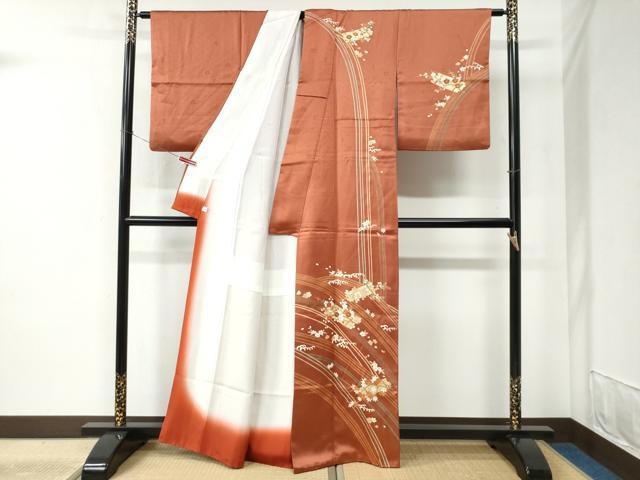 平和屋着物○十日町老舗ブランド 吉澤友禅 吾妻徳穂 訪問着 立波花筏文