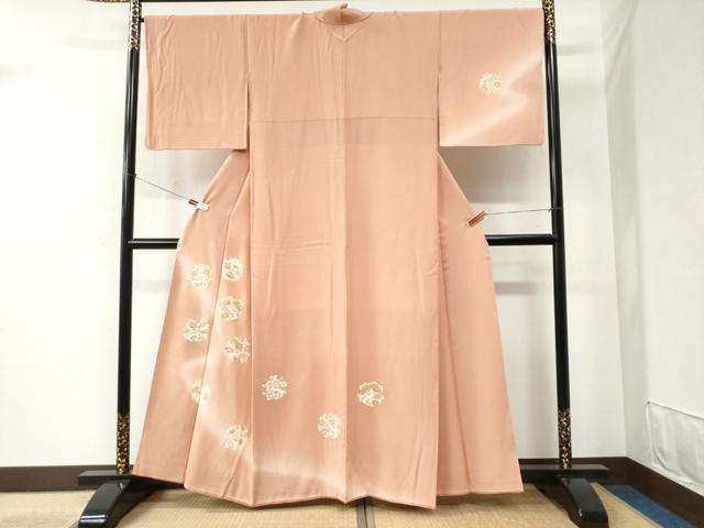 平和屋着物●訪問着　駒刺繍　兎草花丸文　暈し染め　金彩　正絹　逸品　CABB4790yc