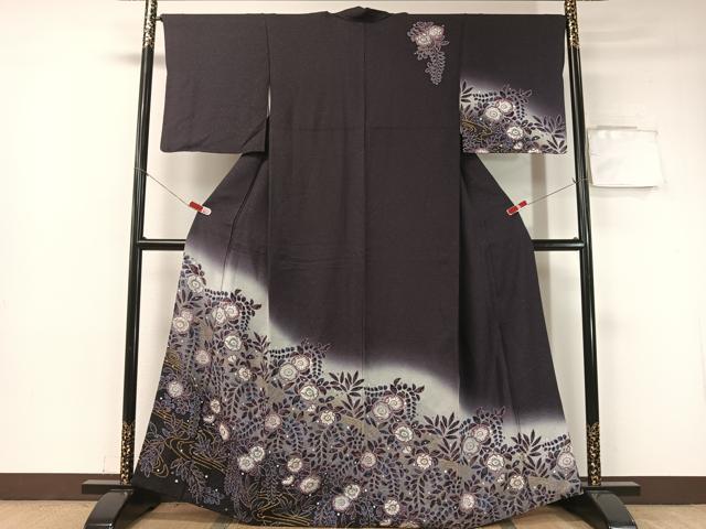 平和屋着物●訪問着　辻が花　暈し染め　銀通し地　正絹　逸品　CABB4837vp