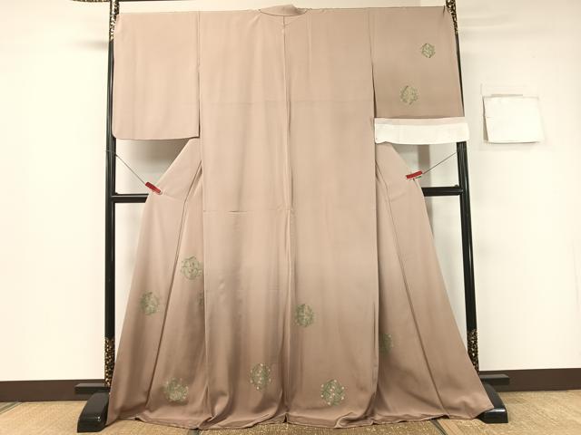 平和屋着物●訪問着　松葉丸文　暈し染め　金彩　ロング丈　反端付き　正絹　逸品　CABB4841vp