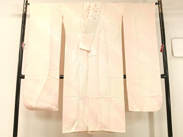 平和屋着物●振袖用長襦袢　袷　飛鶴地紋　暈し染め　半衿刺繍　広衿仕立て　正絹　逸品　CABB4850vp