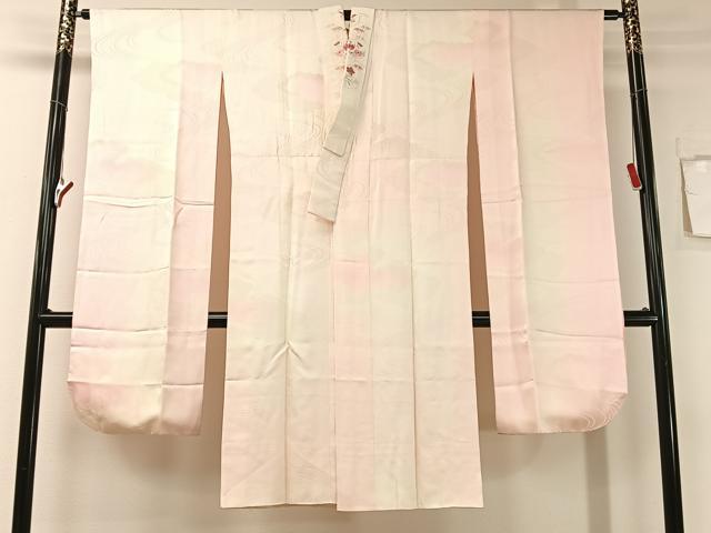平和屋着物●振袖用長襦袢　袷　流水雲取り地紋　暈し染め　半衿刺繍　正絹　逸品　CABB4869vp