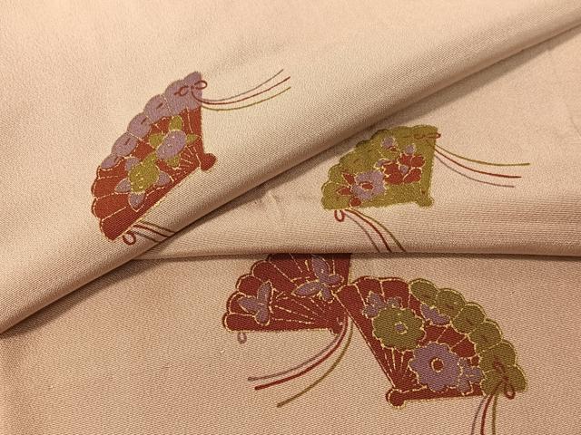 平和屋着物●長襦袢　無双仕立て　檜扇花文　金彩　正絹　逸品　CABB4870vp