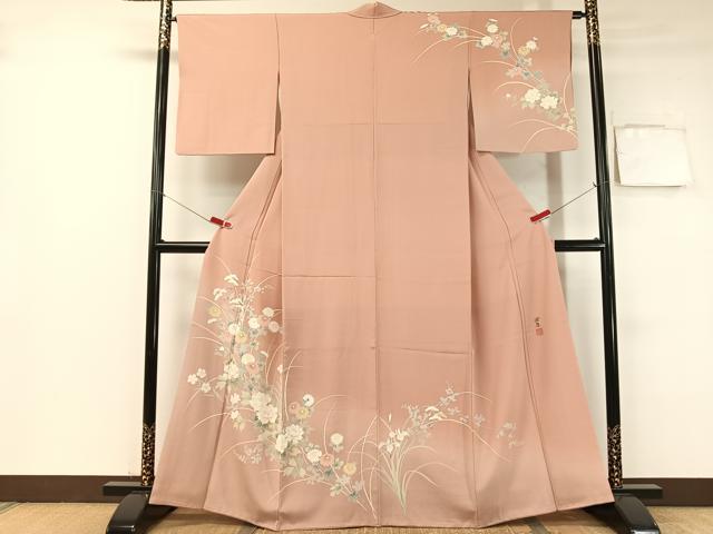 平和屋着物○本場大島紬 カタス9マルキ 鴇 とき 正絹 逸品 AABA0138zg