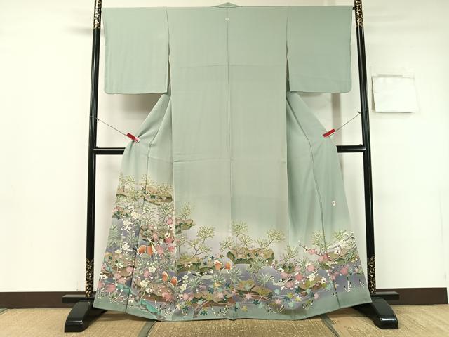 平和屋着物●豪華色留袖　友禅　作家物　鴛鴦枝梅松文　暈し染め　正絹　逸品　CABB5015vp