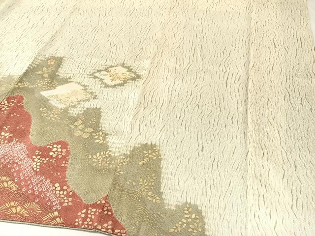 平和屋着物●訪問着　杢目絞り　刺繍　道長吉祥花文　金彩　正絹　逸品　CABB5019vp_3