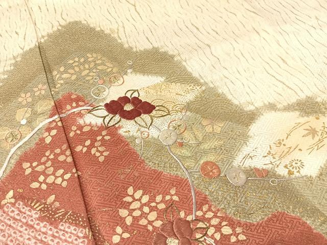 平和屋着物●訪問着　杢目絞り　刺繍　道長吉祥花文　金彩　正絹　逸品　CABB5019vp_4