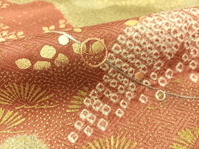 平和屋着物●訪問着　杢目絞り　刺繍　道長吉祥花文　金彩　正絹　逸品　CABB5019vp_6