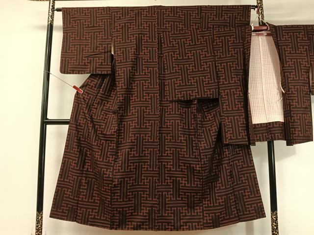 平和屋着物●本場大島紬　アンサンブル　龍郷絣　秋名バラ　正絹　逸品　CABB5029vp_1