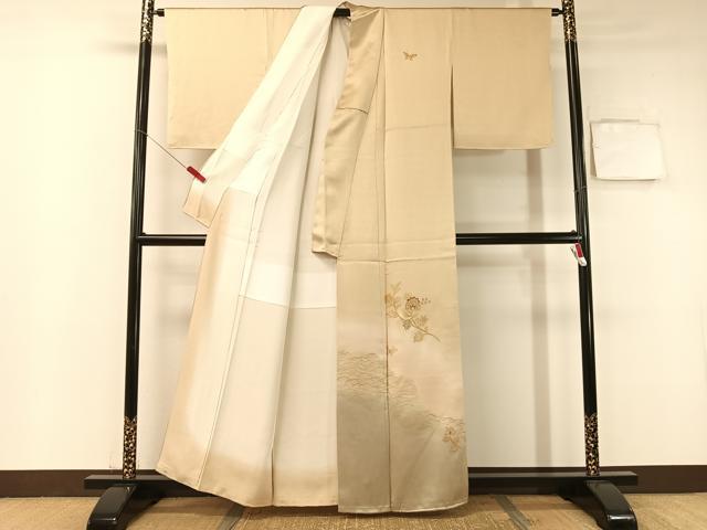 平和屋着物●訪問着　竹屋町刺繍　更紗花蝶文　暈し染め　金彩　正絹　逸品　CABB5058vp_1