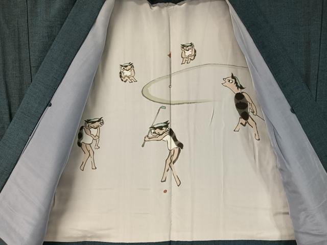 平和屋着物○男性 紬 アンサンブル 長襦袢セット 留紺色 正絹 逸品