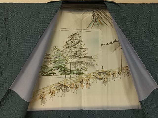 平和屋着物●男性　紬　アンサンブル　100亀甲　総詰め　正絹　逸品　CABB5072vp_5