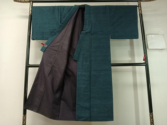 平和屋着物●男性　紬・ひげ紬羽織セット　褐返色　正絹　逸品　CABB5082vp_1