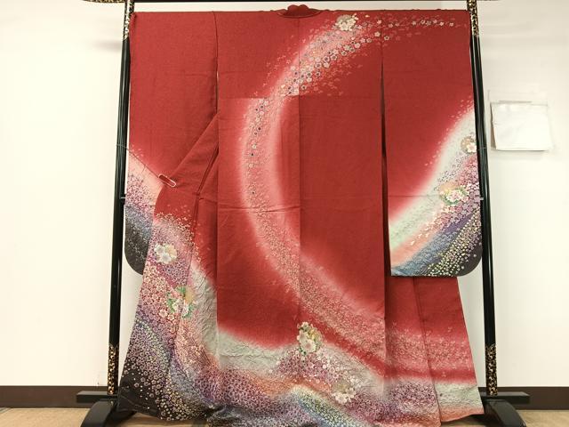 平和屋着物●豪華振袖　絞り　雪輪花文　暈し染め　金通し地　正絹　逸品　未使用　CABB5180vp 平和屋着物○豪華振袖 絞り 雪輪花文 暈し染め 金通し地 正絹 逸品 未