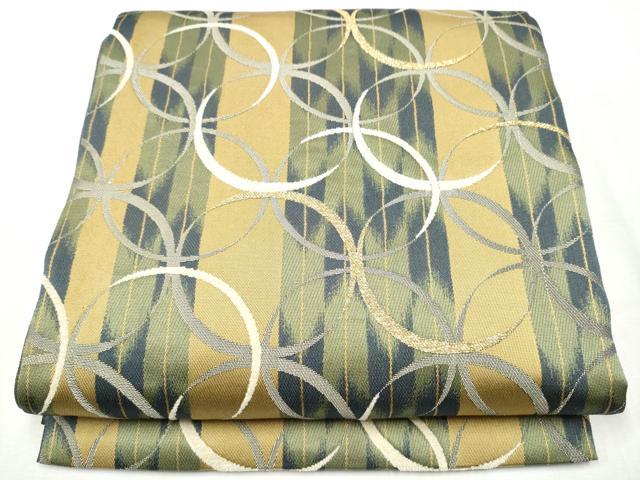 平和屋着物●両面　六通柄袋帯　モール　七宝文　金糸　正絹　逸品　未使用　CABB5625hy