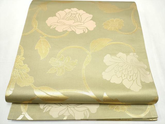 平和屋着物●西陣織　陰山織物謹製　箔屋清兵衛　六通柄袋帯　蔦唐草文　金糸　正絹　逸品　未使用　CABB5635hy