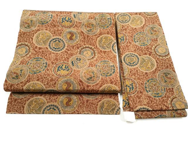 平和屋着物●つけ帯　型染め　動物丸文　鬼しぼ縮緬　正絹　逸品　CABB5660hy