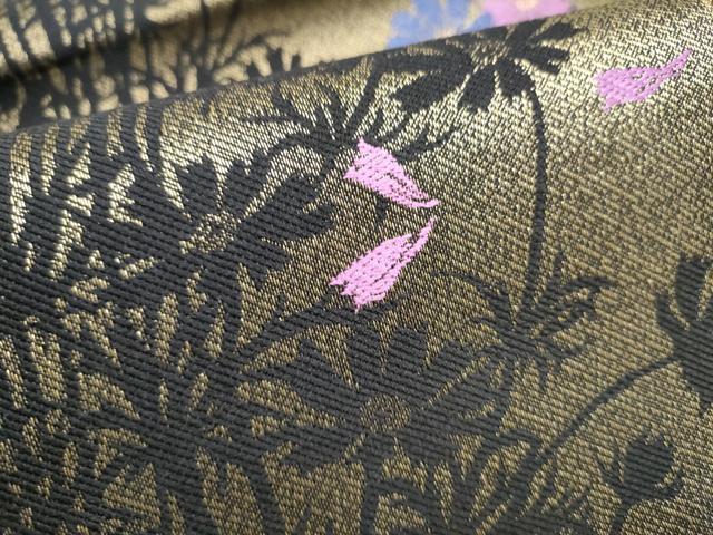 平和屋着物○巨匠 前田華清 手描き 六通柄袋帯 唐織 枝花