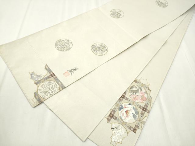 平和屋着物●英王室献上友禅作家　木下勝功　六通柄袋帯　綴れ　草花丸文　金銀彩　正絹　逸品　CABB5922hy_7