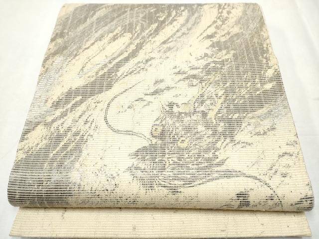 平和屋着物▽六通柄袋帯　スリーシーズン　春夏秋　龍　金銀彩　正絹　逸品　CABB5963hy