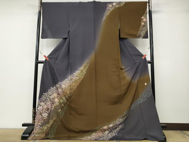 平和屋着物●十日町　名門　滝泰謹製　訪問着　辻が花　絞り　暈し染め　金彩　ロング丈　正絹　逸品　CABB6070ut