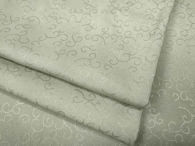 平和屋着物●上質な色無地　唐草地紋　灰黄緑色　正絹　逸品　CABB6078ut