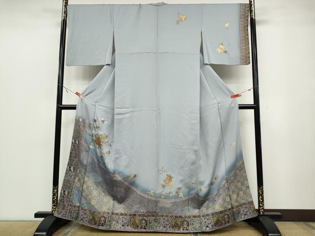 平和屋着物○漆工芸作家 金森一博 太鼓柄袋帯 屏風草花文 金彩 引箔